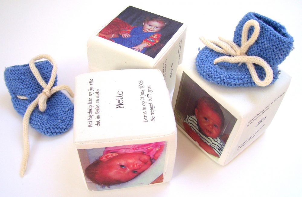 Geboortekubus-foto-tekst-geboortekaartje-kraamcadeau. Herinnering baby bewaren, Keepingtouch