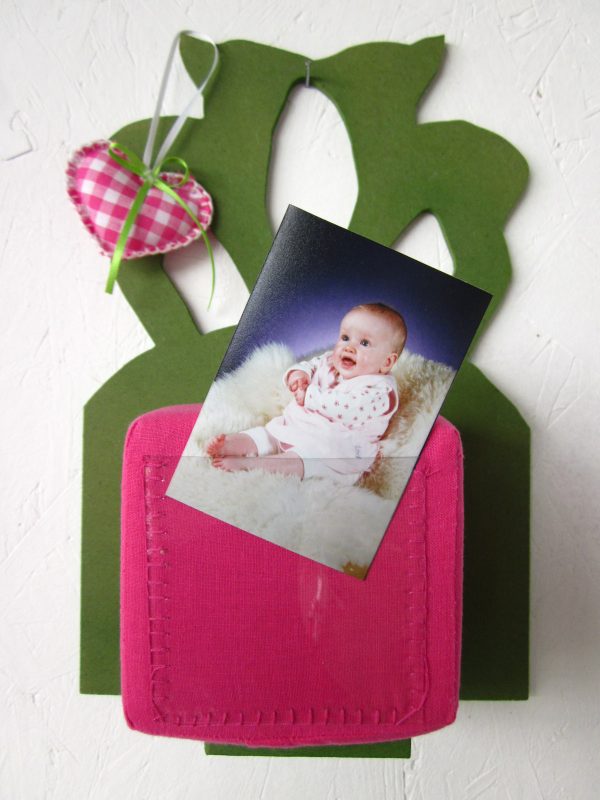 Geboortekubus roze met hertjes groen - Afbeelding 2