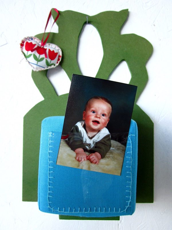 Geboortekubus turquoise met hertjes groen - Afbeelding 2